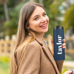 Cool Blue Modern Minimalist Simple Customised Thermal Tumbler