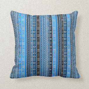 Cool Blue Modern Mudcloth Cushion