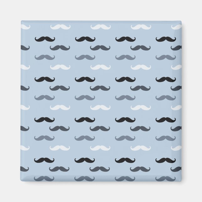 Cool Blue Moustaches Magnet (Front)