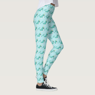 Cool Blue Narwhal with Glasses Pattern Leggings