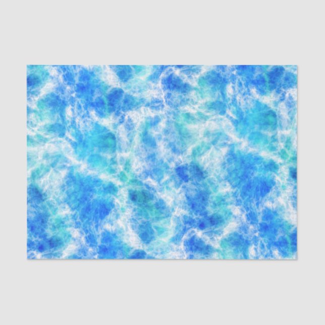Cool Blue Ocean Surf Waves Pattern Tissue Paper (Front)