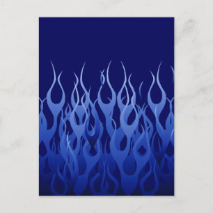 Cool Blue on Blue Racing Flames decorative Postcard