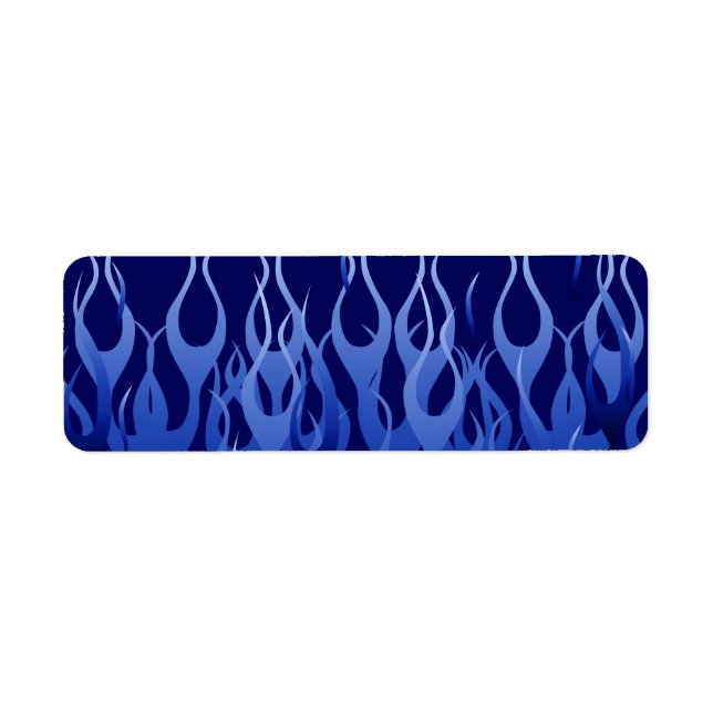 Cool Blue on Blue Racing Flames Return Address Label (Front)