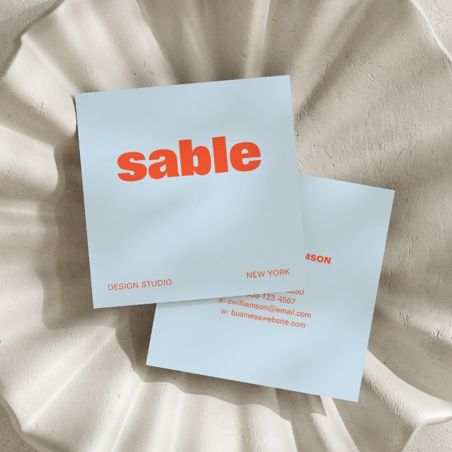 Cool Blue Orange Modern Aesthetic Bold Square Business Card (Creator Uploaded)