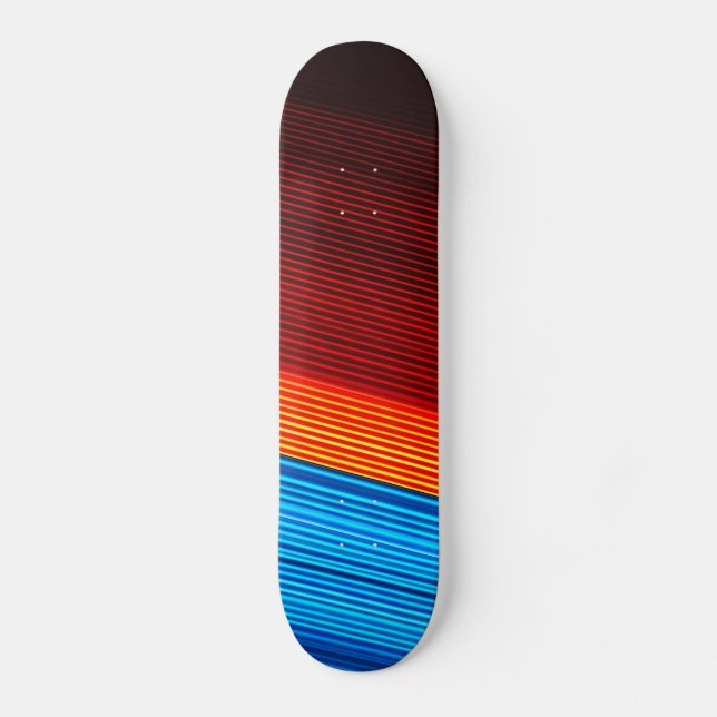 COOL Blue Orange Yellow Red Black Stripes Skateboard (Front)