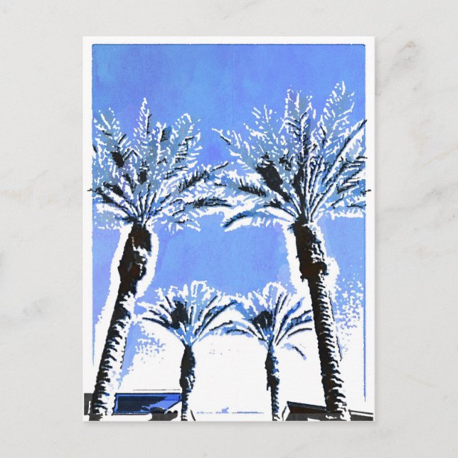 Cool Blue Palm Trees Paradise Beach Theme Decor Postcard (Front)