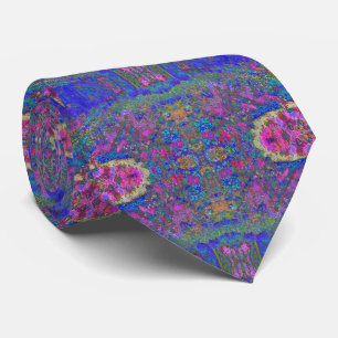 Cool Blue Panoramic Garden Flowers View Tie