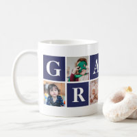 Cool Blue Photo Collage Personalised Gramps Mug