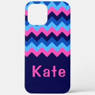 Cool Blue Pink Chevron Monogram Phone Case