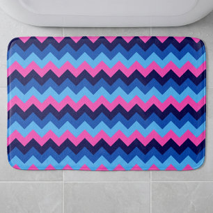 Cool Blue Pink Chevron Pattern Large Bath Mat
