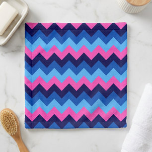 Cool Blue Pink Chevron Pattern Washcloth Wash Cloth