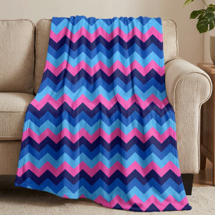 Cool Blue Pink Chevrons Large Fleece Blanket