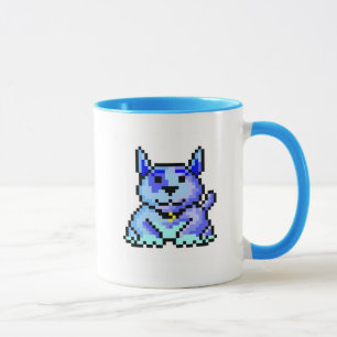 Cool blue pixel dog mug