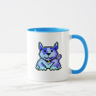Cool blue pixel dog mug