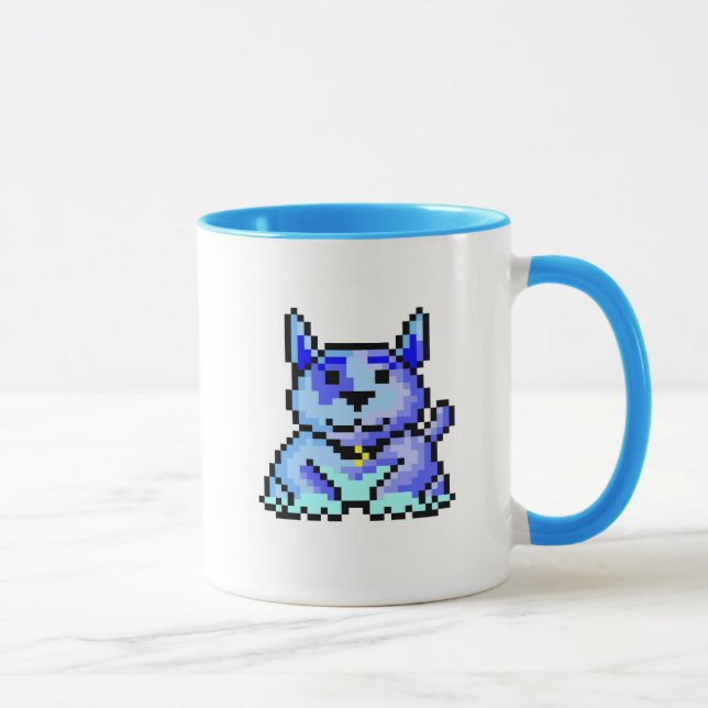 Cool blue pixel dog mug (Right)