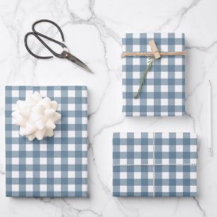 Cool blue plaid wrapping paper sheet