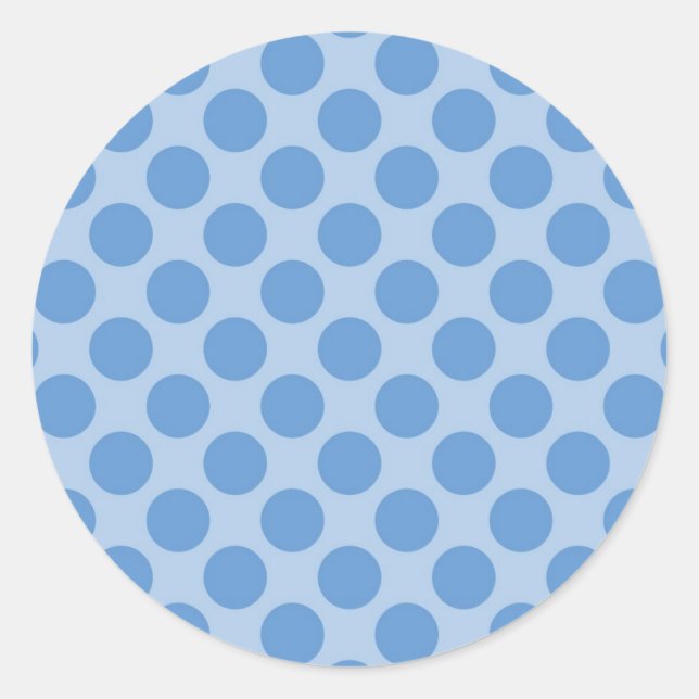 Cool Blue Polka Dots Pattern on Blue Cute Gifts Classic Round Sticker (Front)