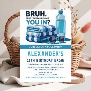 Cool Blue Pool Bash Boy Birthday Invitation