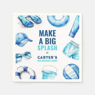 Cool Blue Pool Party Summer Boys Birthday Napkin