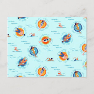 Cool Blue pool party Summer vibe Postcard