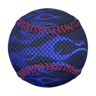 Cool Blue Racing Flames on carbon Fibre Print Baseball