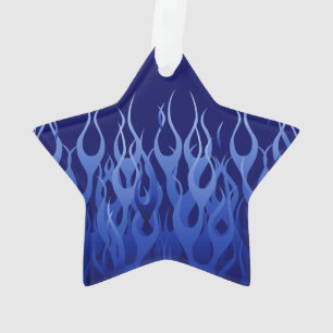 Cool Blue Racing Flames Ornament