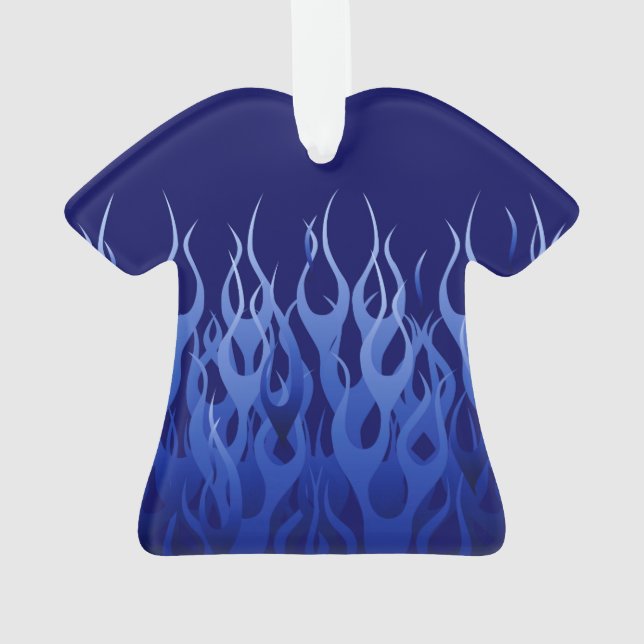 Cool Blue Racing Flames Ornament (Back)
