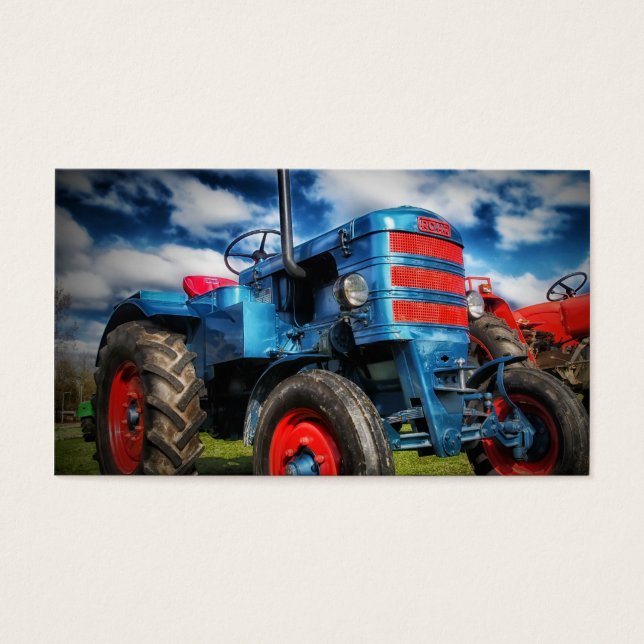 Cool Blue Red Antique Tractor Gifts for Farmers (Front)