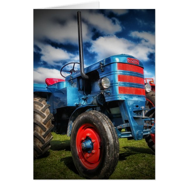 Cool Blue Red Antique Tractor Gifts for Farmers (Front)