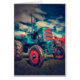 Cool Blue Red Vintage Tractor (Front)