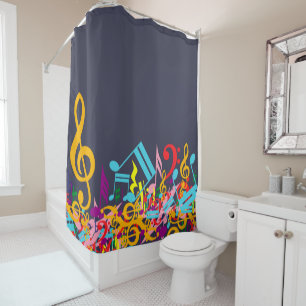 Cool Blue reflecting pond mixed musical notes Shower Curtain