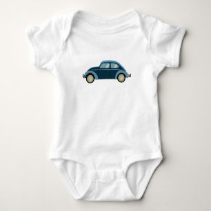 cool blue retro car with scuffs baby bodysuit