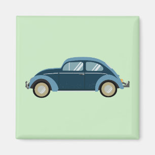 cool blue retro car with scuffs magnet