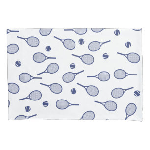 Cool Blue Retro Racquets Pattern Tennis Player   Pillowcase