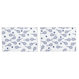 Cool Blue Retro Racquets Pattern Tennis Player   Pillowcase