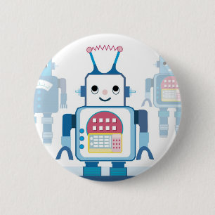 Cool Blue Robot Gifts Novelties 6 Cm Round Badge