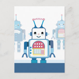 Cool Blue Robot Gifts Novelties Postcard