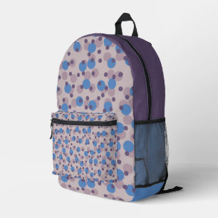 cool blue, rose and purple dots printed backpack