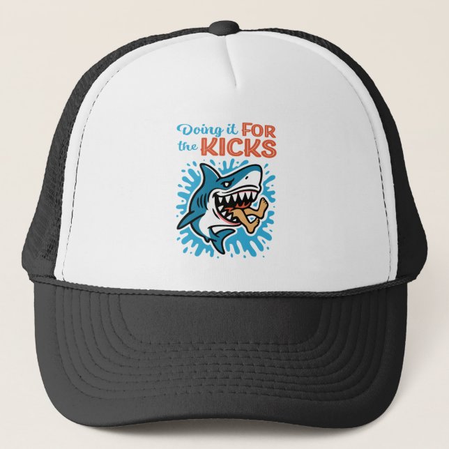Cool Blue Shark for Kicks Trucker Hat (Front)