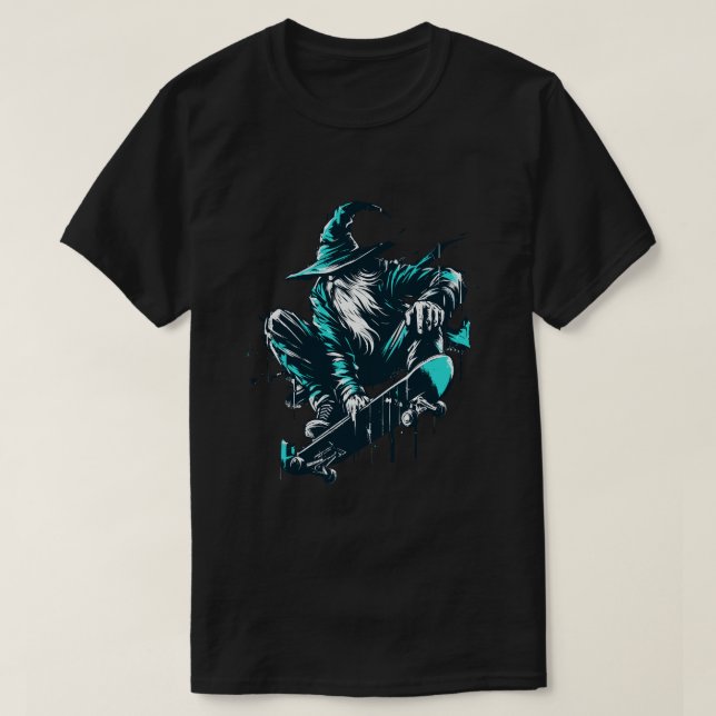 Cool blue skate wizard T-Shirt (Design Front)