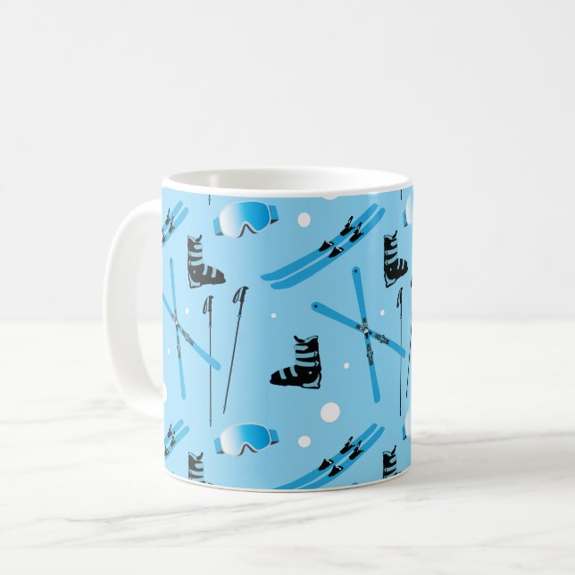 Cool Blue Skiing Coffee Mug (Front Left)