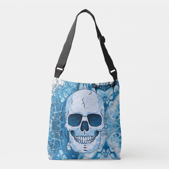Cool Blue Skull Crossbody Bag (Front)
