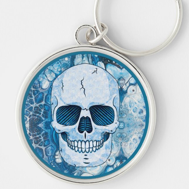 Cool Blue Skull Key Ring (Front)