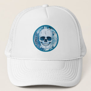 Cool Blue Skull Trucker Hat