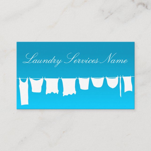 Cool Blue Sky Laundry Services Business Card (Front)