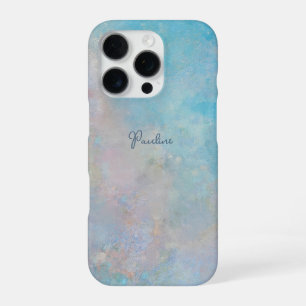 Cool Blue Sky Oil Painting Custom Name iPhone 16 Pro Case