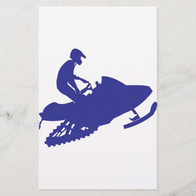 Cool Blue Snowmobiler Stationery (Front)