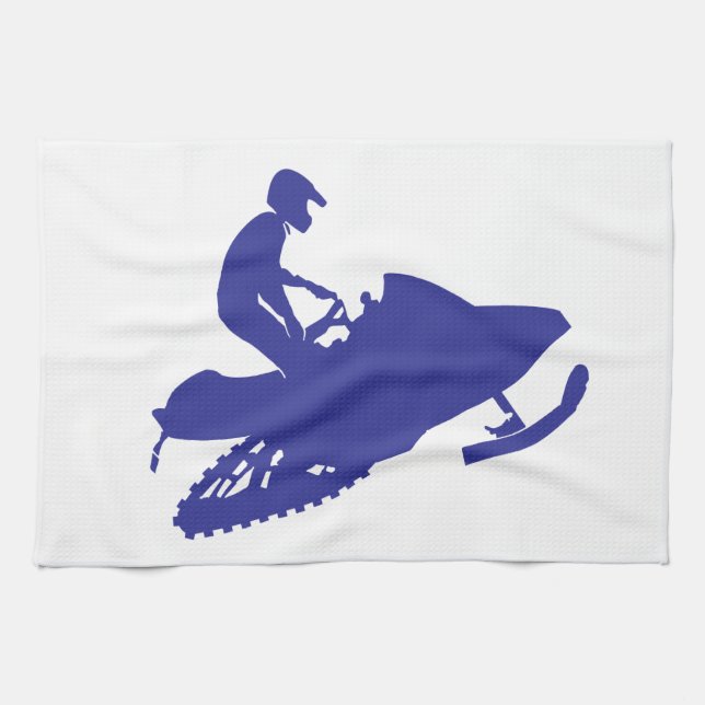 Cool Blue Snowmobiler Tea Towel (Horizontal)