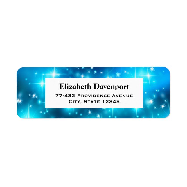 Cool Blue Sparkling Lights Abstract Space Return Address Label (Front)