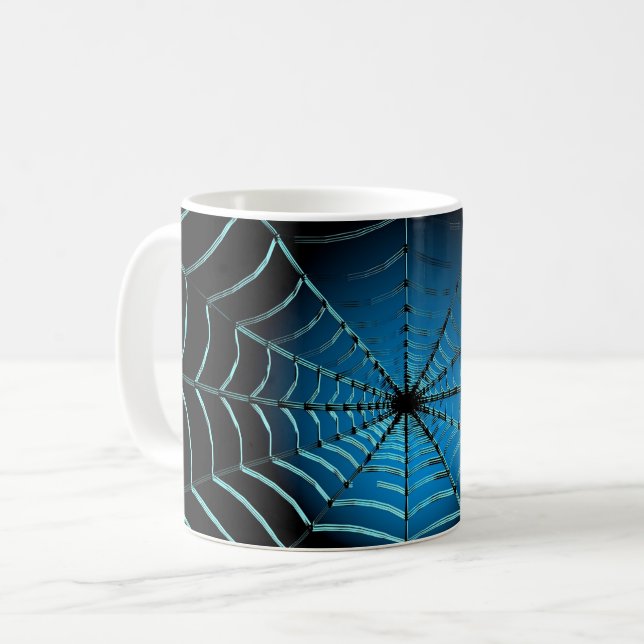 Cool Blue Spider Web Coffee Mug (Front Left)